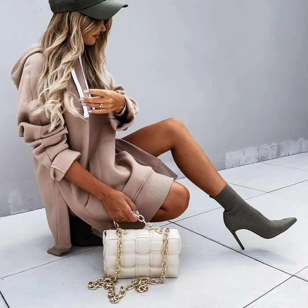The Warmy Oversized Hoodie Dress, Warmy Hoodies for Women, Women's Casual Pullover Long Sleeve Split Hem