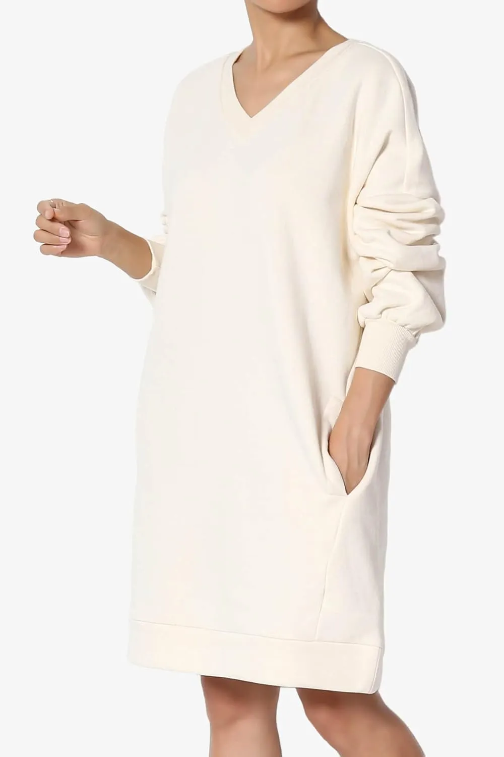 TheMogan Women's S~3X Casual Oversized Fleece Sweatshirts Loose Pullover Tunic Mini Dress