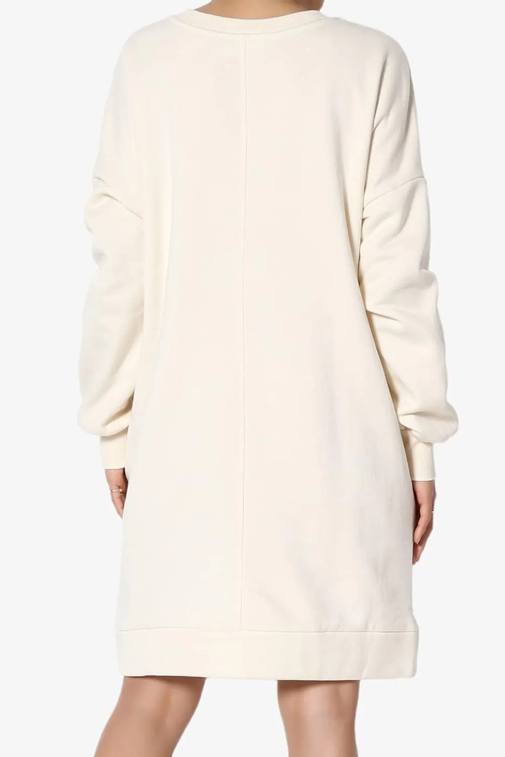 TheMogan Women's S~3X Casual Oversized Fleece Sweatshirts Loose Pullover Tunic Mini Dress