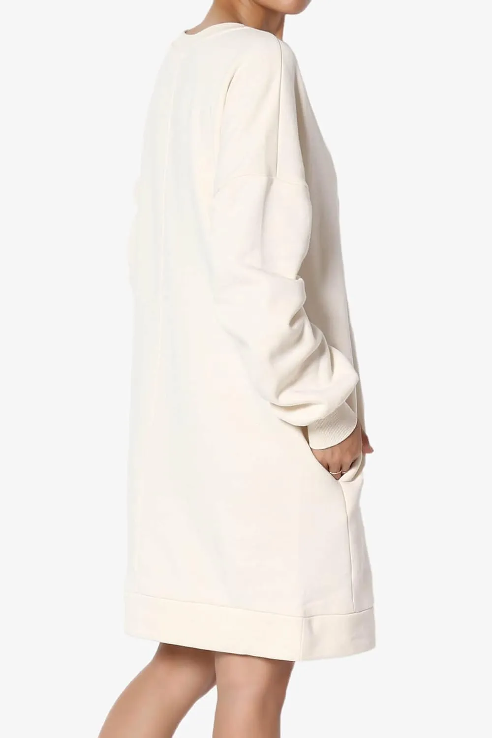 TheMogan Women's S~3X Casual Oversized Fleece Sweatshirts Loose Pullover Tunic Mini Dress
