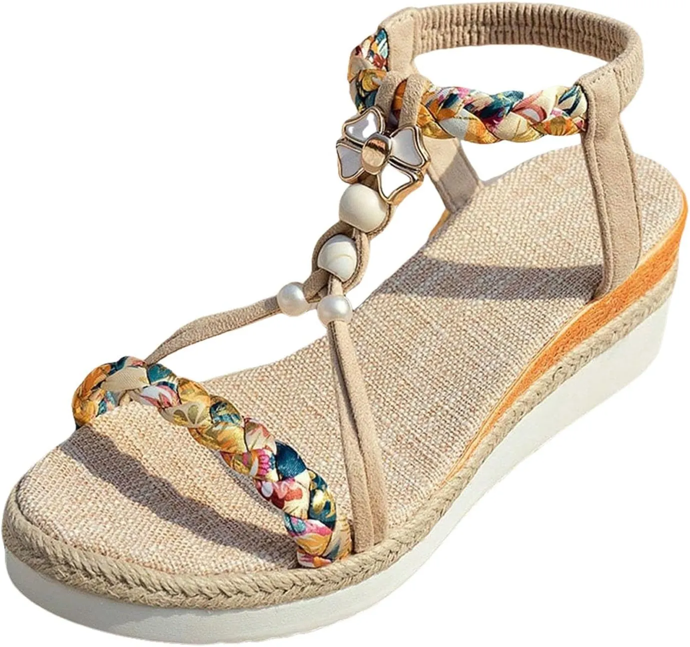Thick Soled Wedge Heeled Women's Spring And Summer Shoes Fashion Casual Bohemian Hollow Braided Cute Comfy Heels Women