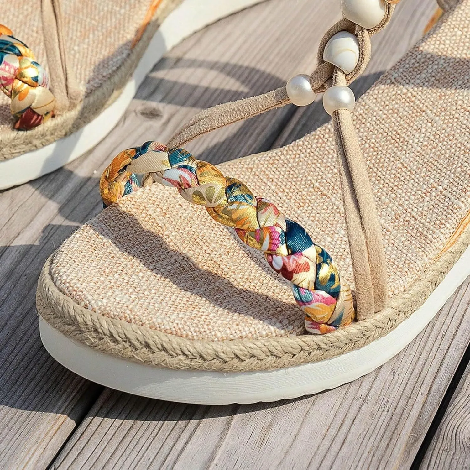 Thick Soled Wedge Heeled Women's Spring And Summer Shoes Fashion Casual Bohemian Hollow Braided Cute Comfy Heels Women