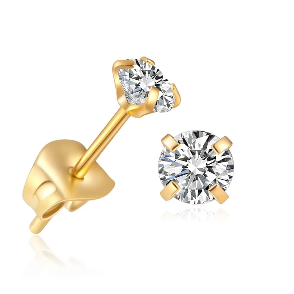 Tiny 2mm CZ Stud Earrings for Women Girls,Mini Cubic Zirconia Earring Studs for Cartilage Helix Tragus Piercing Jewelry Hypoallergenic (2mm CZ,Gold)