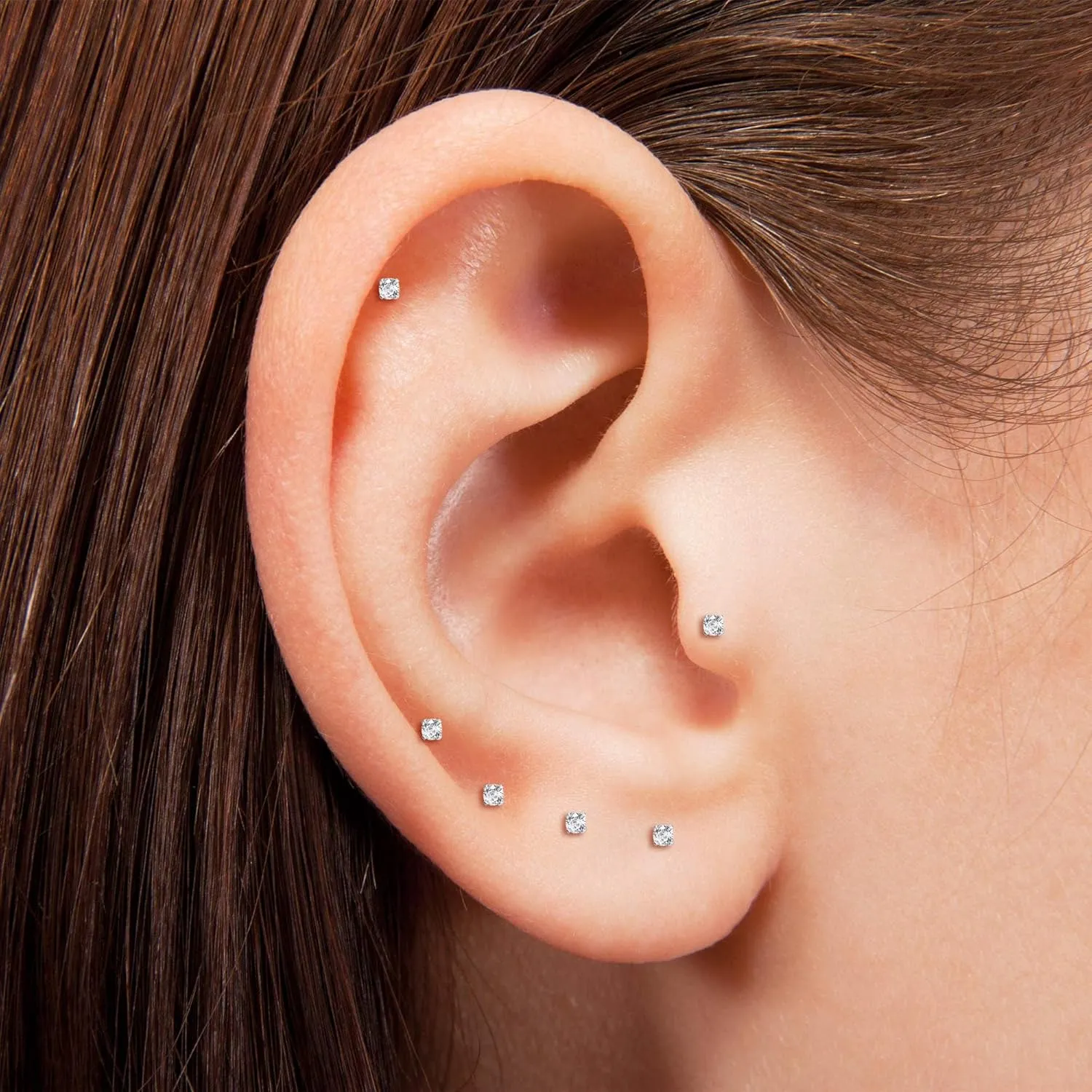 Tiny 2mm CZ Stud Earrings for Women Girls,Mini Cubic Zirconia Earring Studs for Cartilage Helix Tragus Piercing Jewelry Hypoallergenic (2mm CZ,Gold)