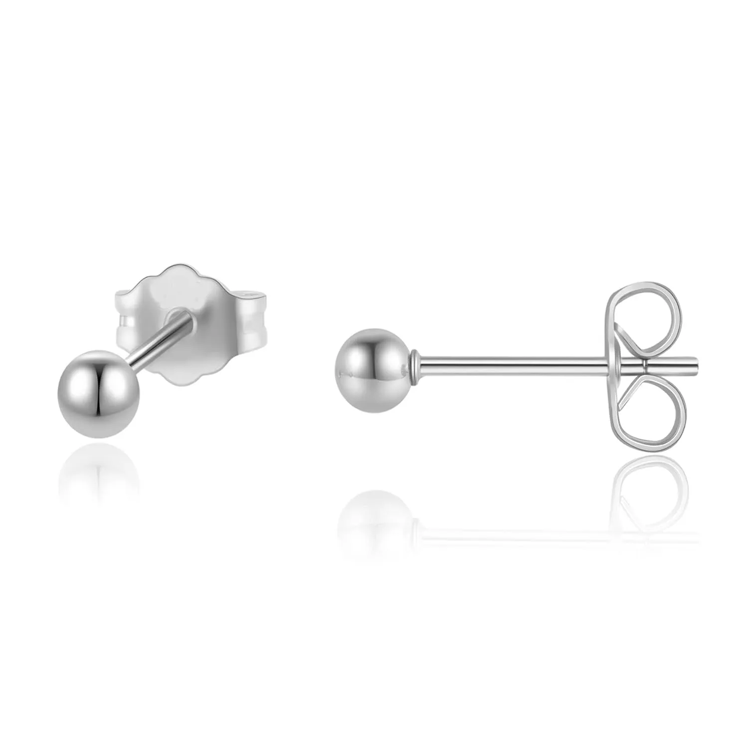 Tiny 3mm Ball Stud Earrings for Women,Dainty Mini Ball Earrings for Cartilage Helix Earlobe Piercing 316L Surgical Stainess Steel Hypoallergenic (3mm Ball, Silver)