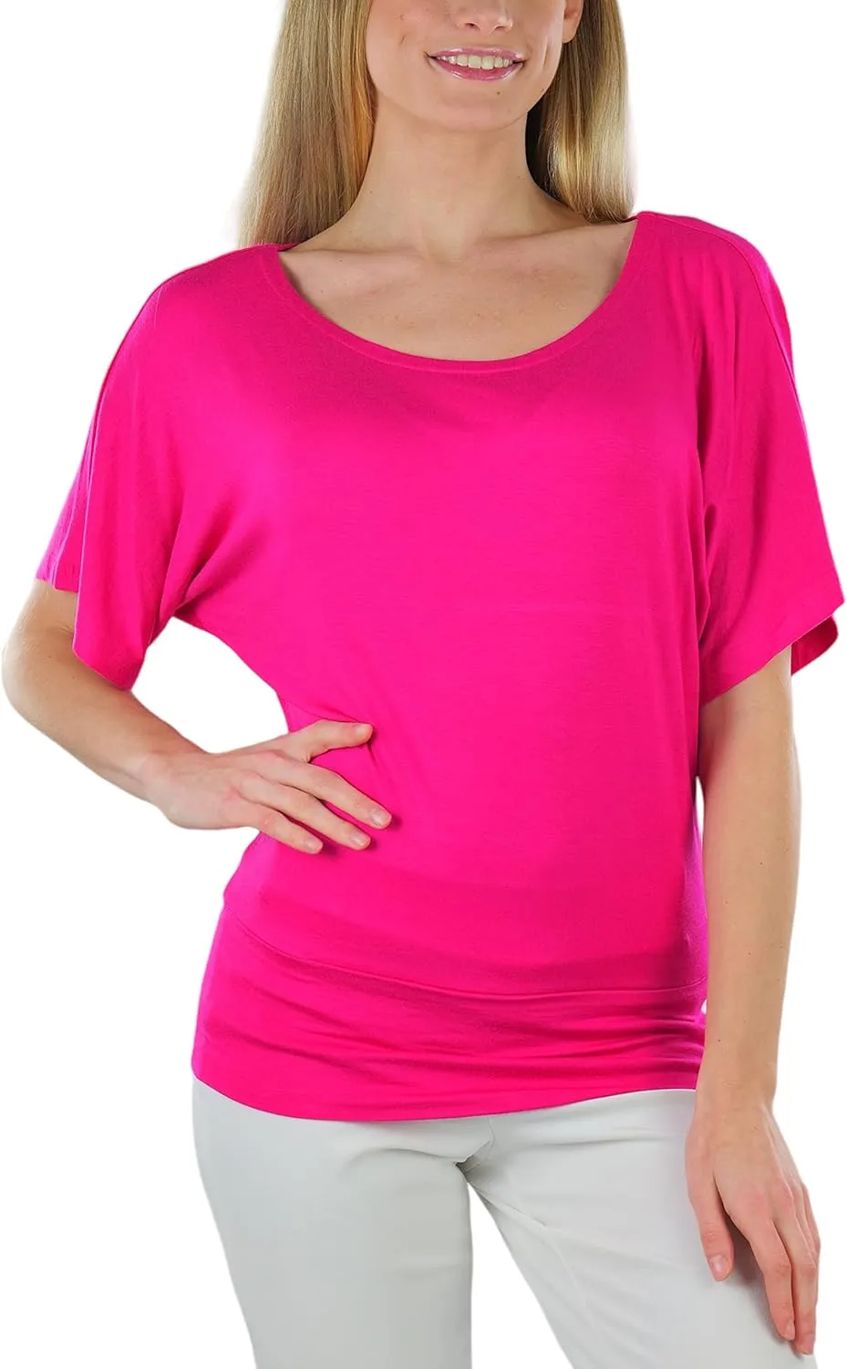 ToBeInStyle Womens Relaxed Fit Dolman Blouse Top Soft Feel