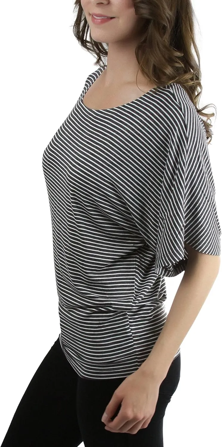 ToBeInStyle Womens Relaxed Fit Dolman Blouse Top Soft Feel