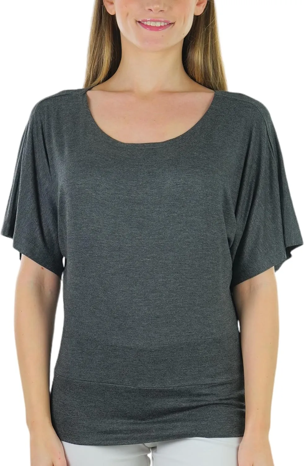 ToBeInStyle Womens Relaxed Fit Dolman Blouse Top Soft Feel
