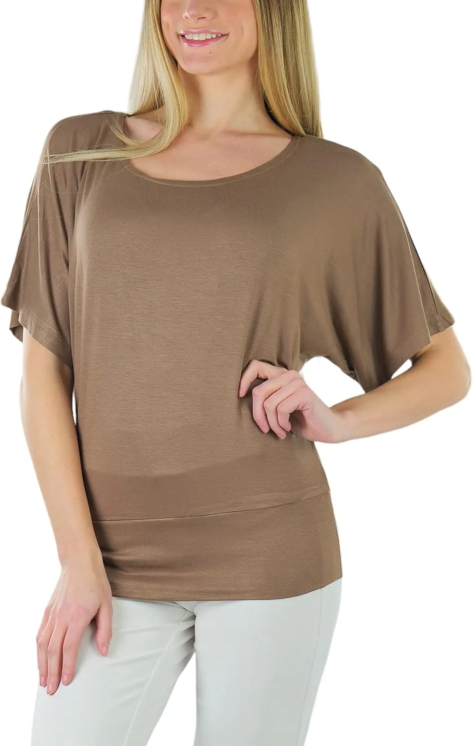 ToBeInStyle Womens Relaxed Fit Dolman Blouse Top Soft Feel