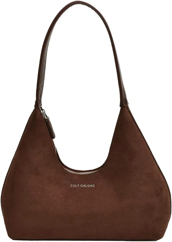 Trendy Suede Crescent Bag for Women Top Handle Satchel Bag Slouchy Shoulder Bag Work Purse Vintage Tote Bag Underarm Bag