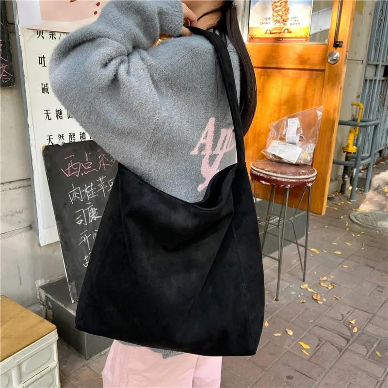 Trendy Womens Large Suede Tote Bag Shoulder Bags For Women Fall Underarm Bag Winter Hobo Bag Work Purses Travel Handbag