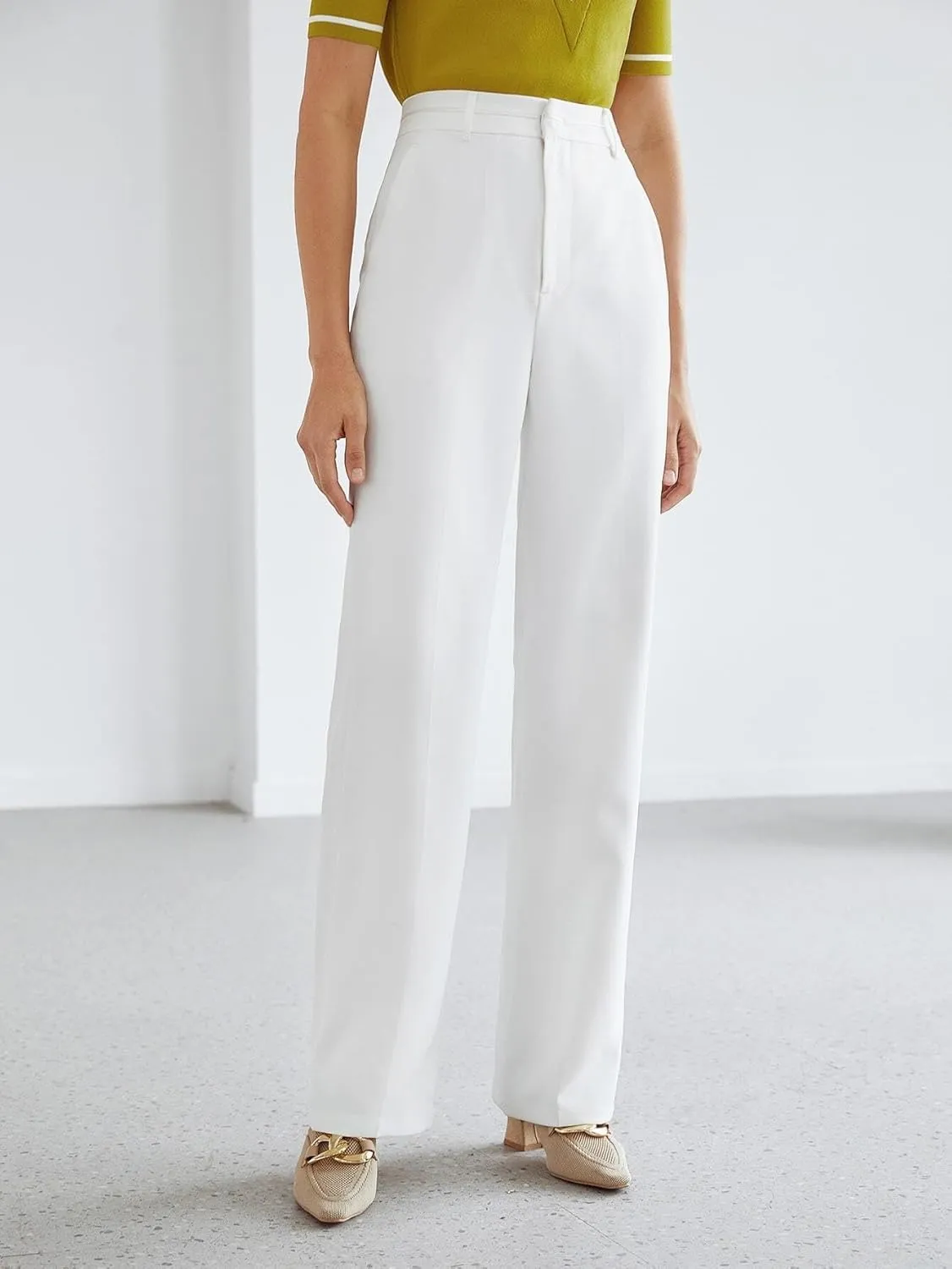 Trousers Pants for Women Fall Trendy White High Waist Straight Leg Pants Fashion Suit Pants