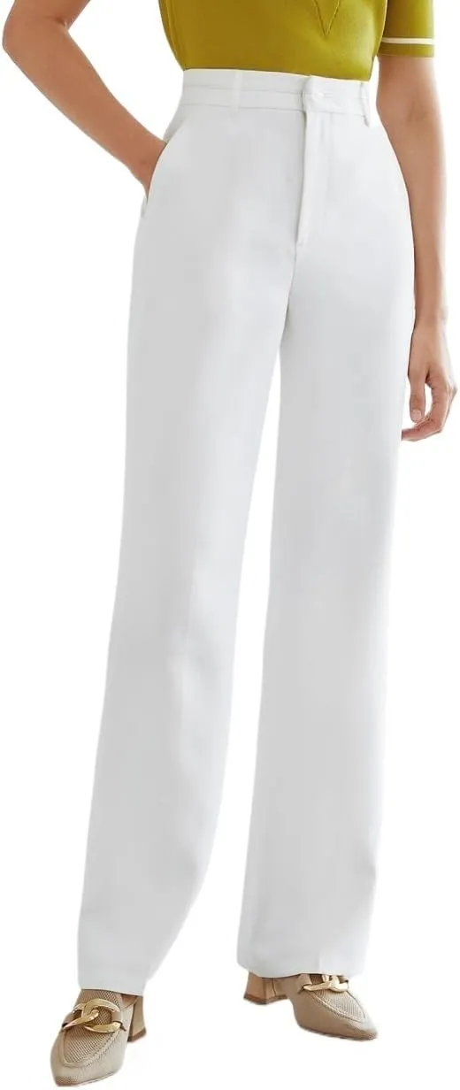 Trousers Pants for Women Fall Trendy White High Waist Straight Leg Pants Fashion Suit Pants