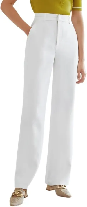 Trousers Pants for Women Fall Trendy White High Waist Straight Leg Pants Fashion Suit Pants