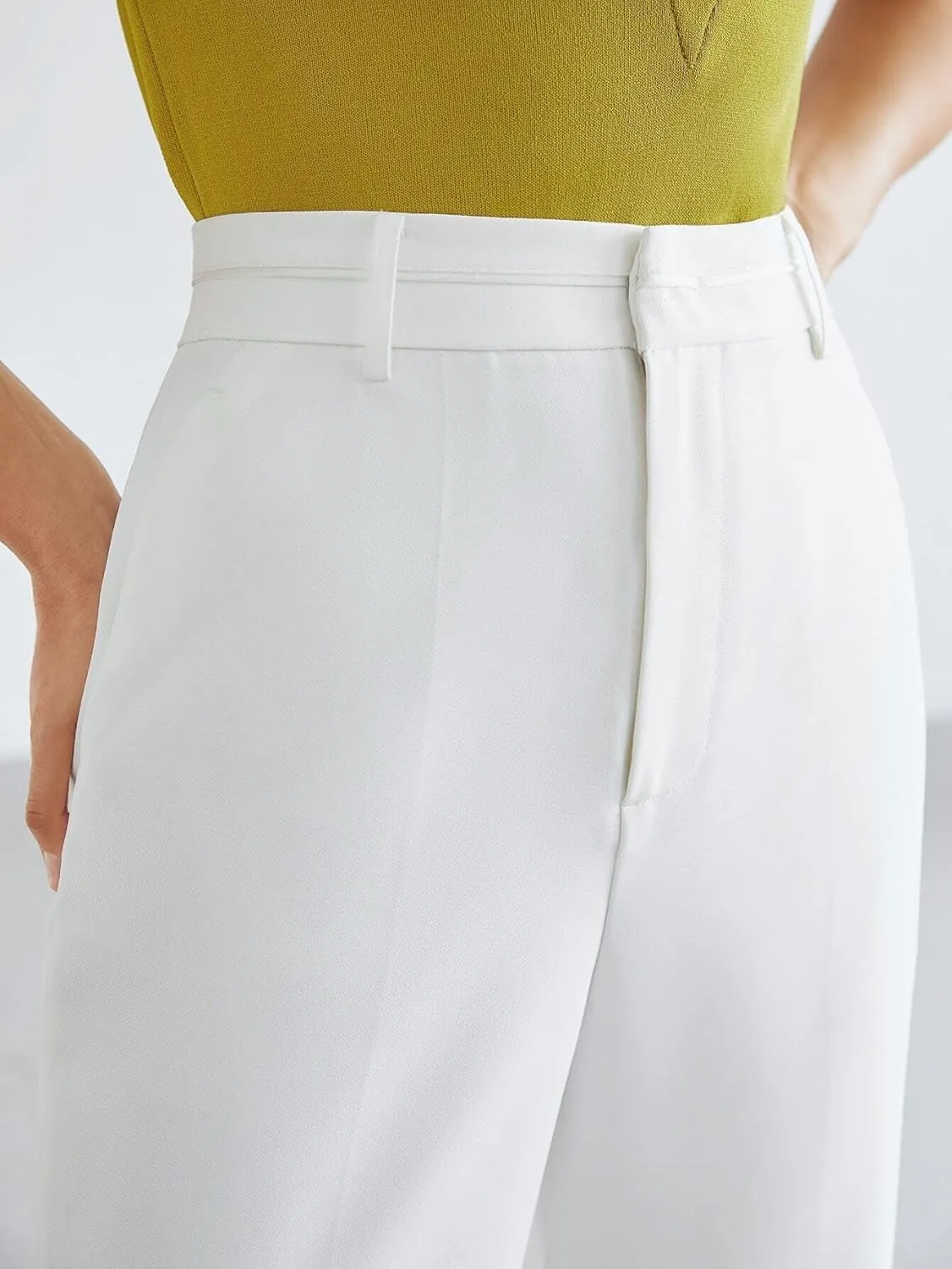 Trousers Pants for Women Fall Trendy White High Waist Straight Leg Pants Fashion Suit Pants
