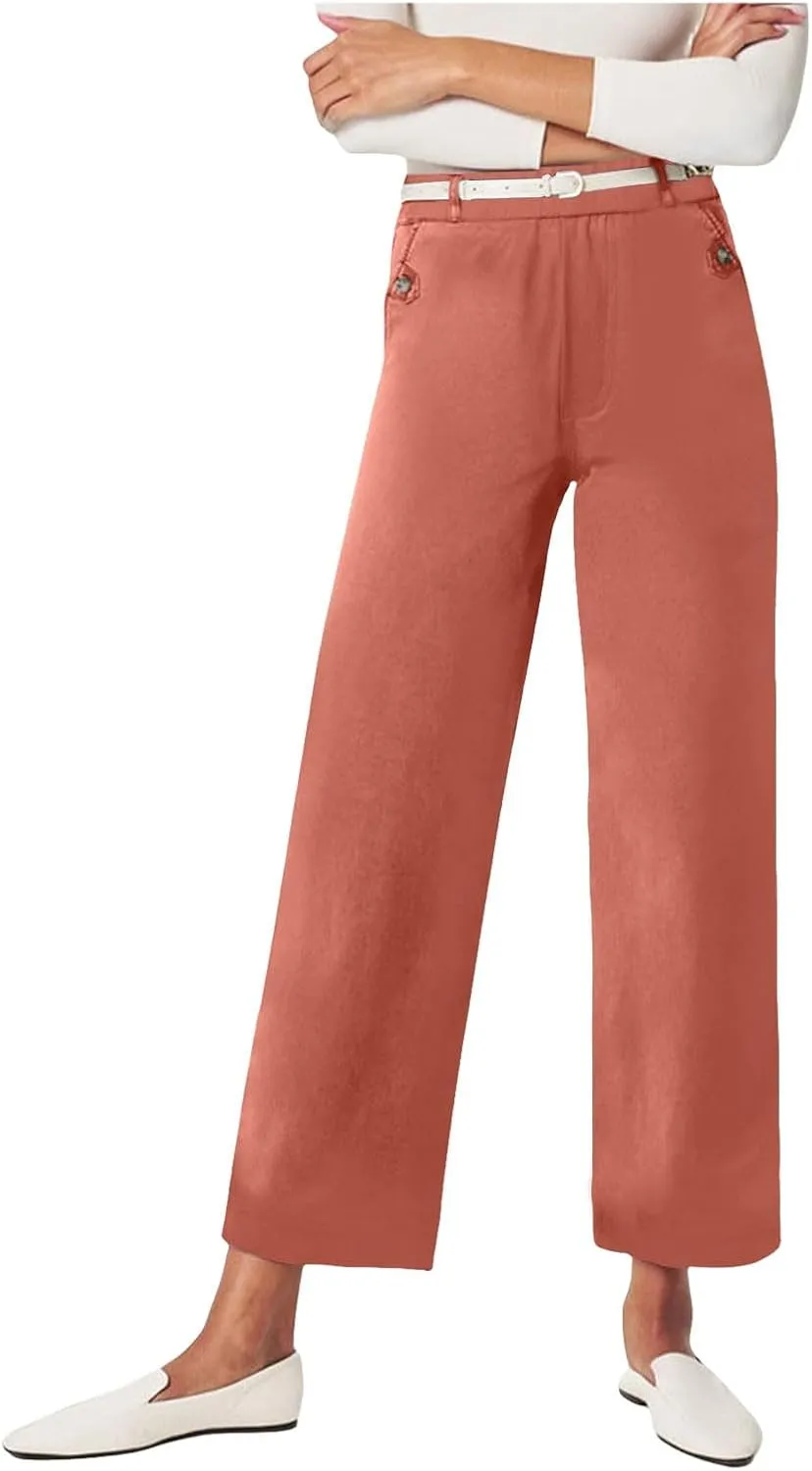 Twill Cropped Wide Leg Pant Plus Size Wide Leg Petite Crop Trousers Stretch Capri Jeans Ankle Denim Track Pants