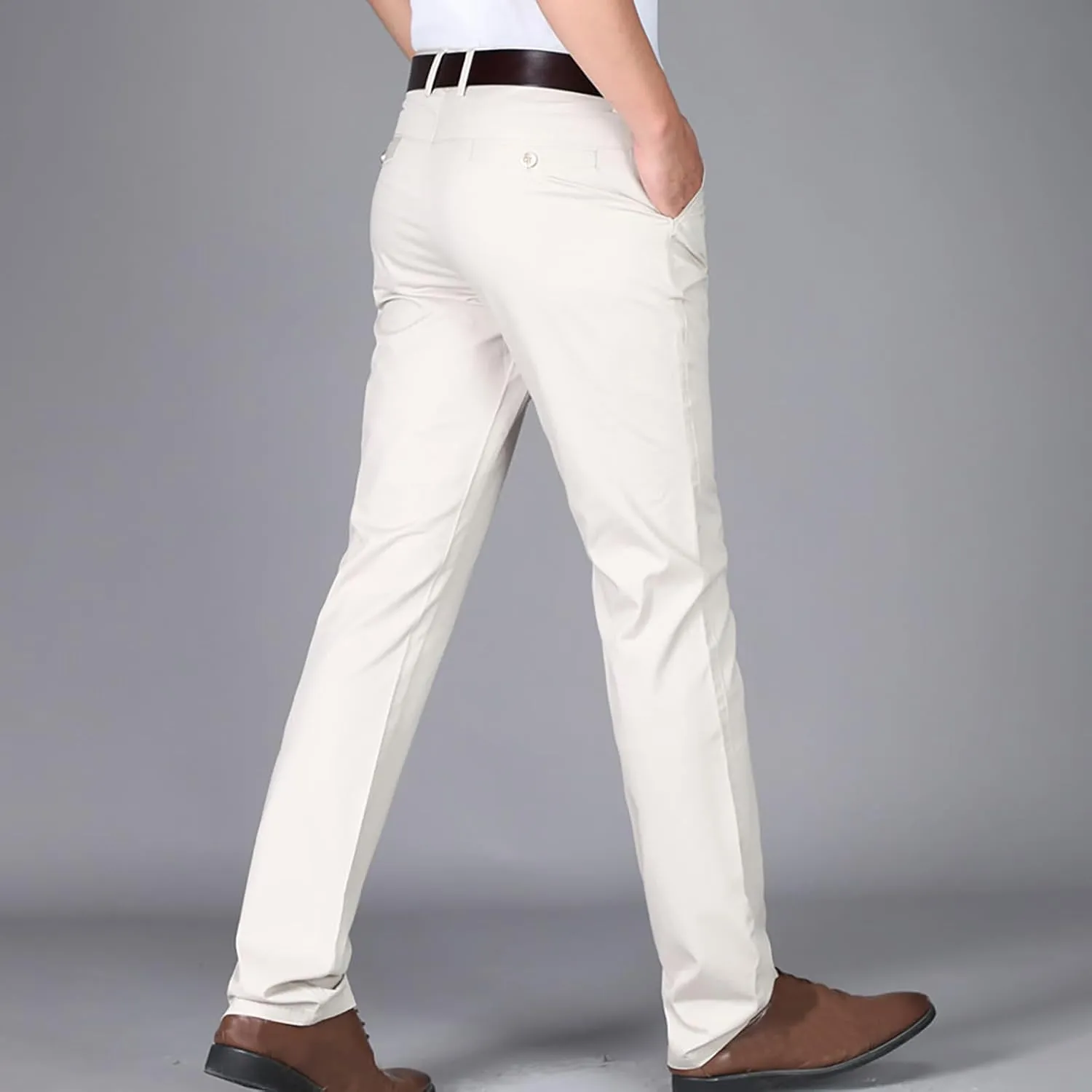 Uillui Men's Slim Fit Dress Pants Casual Business Golf Stretch Chinos Pants Fashion Lightweight Straight Leg Comfort Slacks