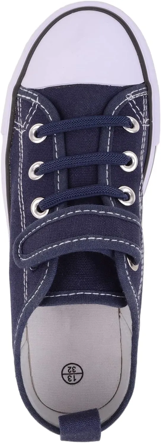 Unisex Kids Childrens Slip On Touch and Close Canvas Casual Pumps Shoes Trainers