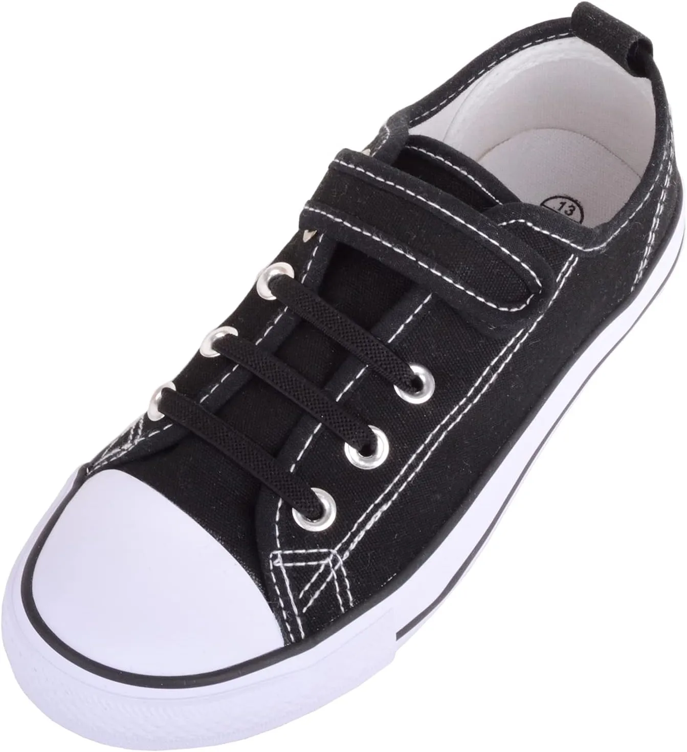 Unisex Kids Childrens Slip On Touch and Close Canvas Casual Pumps Shoes Trainers