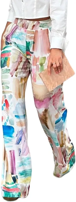 UOOZEE Women's Straight Leg Pants High Waisted Business Work Trousers Long Straight Suit Pants