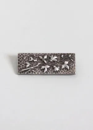 Vintage Late 1800s Floral Silver Brooch