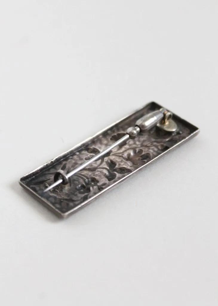 Vintage Late 1800s Floral Silver Brooch
