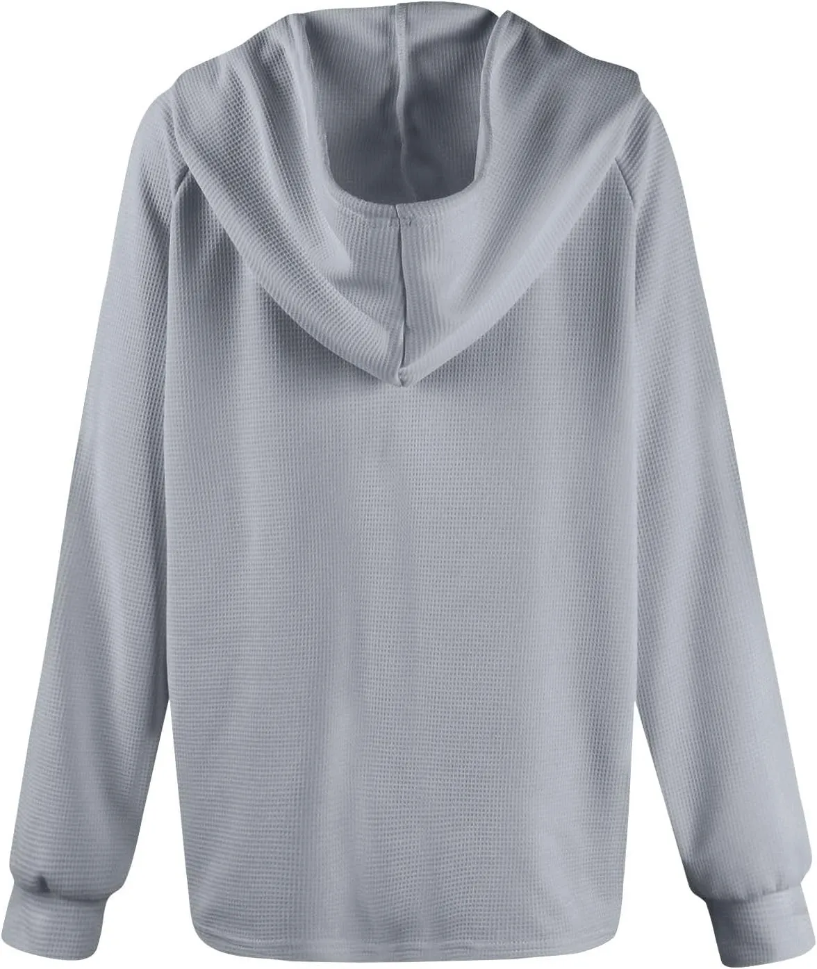 Waffle Knit Hoodies for Women Trendy Casual Button V Neck Sweatshirt Tops Comfy Soft Oversized Sweater Pullover