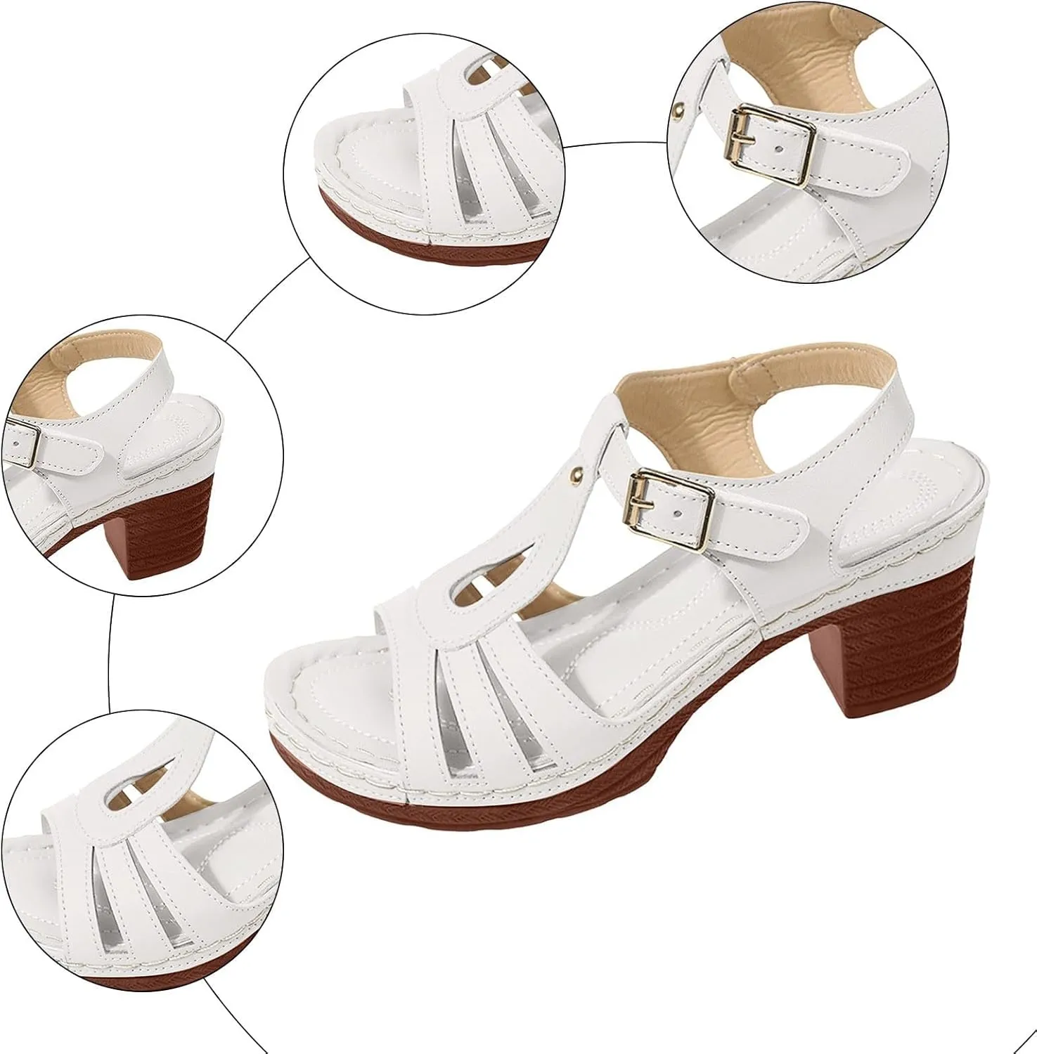 Wedge Sandals for Women Closed Toe Comfortable Outdoor Platform Orthotic Slippers Plantar Fasciitis Shoes Orthopedic Arch Support Dressy Summer Buckle Ankle Strap Espadrilles