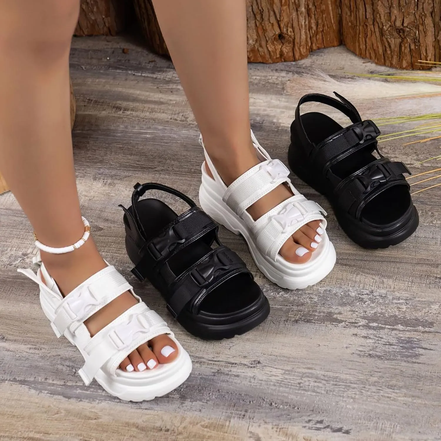 Wedge Sandals for Women Red Sandals for Women Women's Casual Summer Wedge Heels Shoes Barefoot Comfortable Summer Platform Casual Dress Sandal Walking Comfort Womens Flat Dressy
