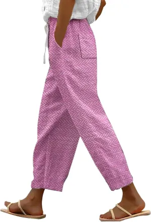 White Capris for Women Casual Drawstring Pants Women Capri Pants for Linen Pants for Women 2024 Capri Pants for