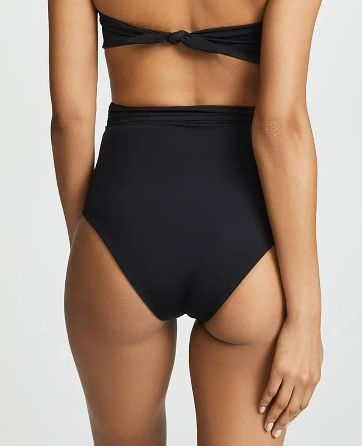 WODECASA Women's High Waisted Bikini Bottoms Tie Front Tummy Control Moderate Coverage Swim Bathing Suit Bottoms
