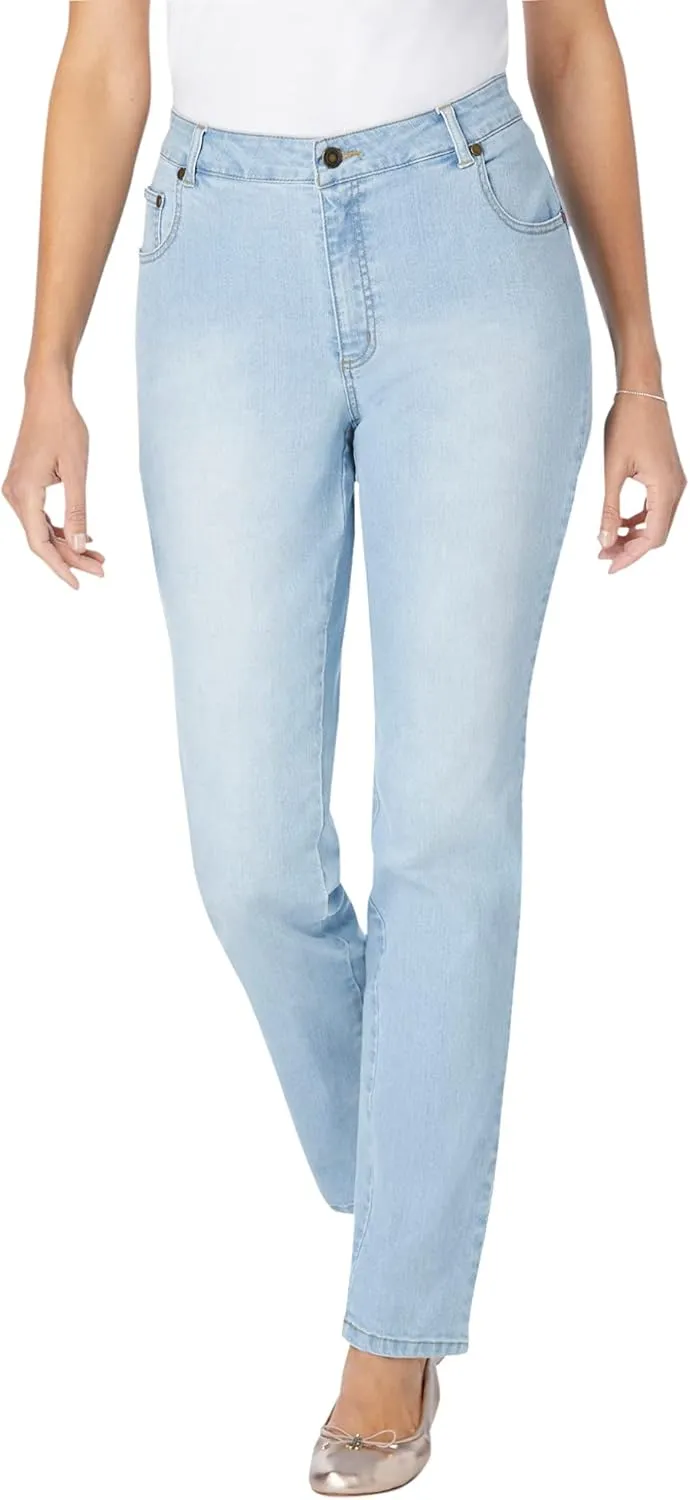 Woman Within Women's Plus Size Straight-Leg Stretch Denim Jean
