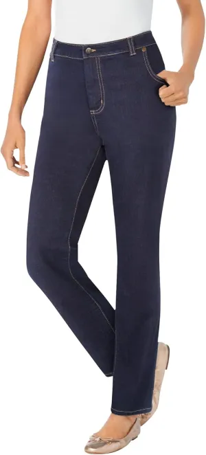 Woman Within Women's Plus Size Straight-Leg Stretch Denim Jean