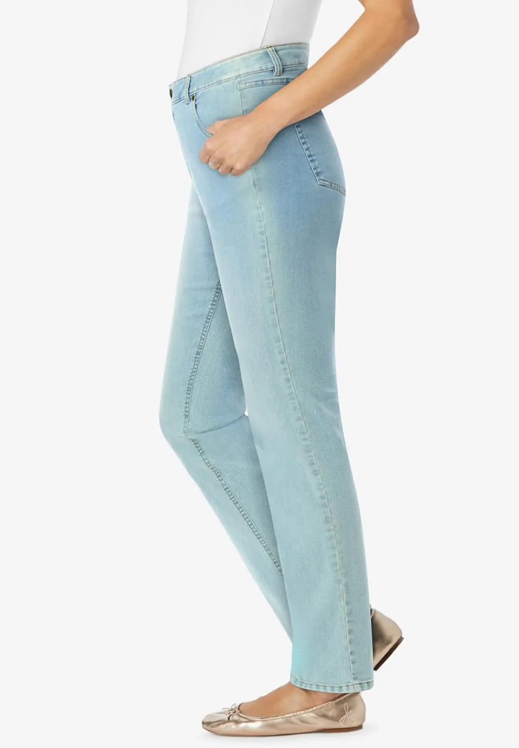 Woman Within Women's Plus Size Straight-Leg Stretch Denim Jean