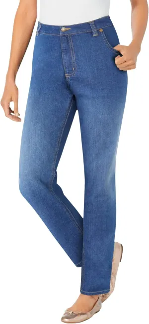 Woman Within Women's Plus Size Straight-Leg Stretch Denim Jean