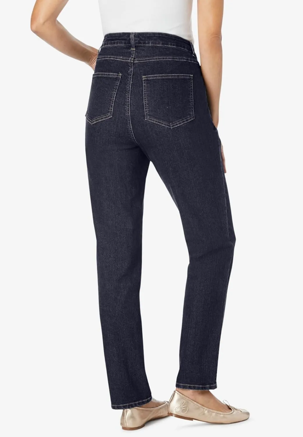 Woman Within Women's Plus Size Straight-Leg Stretch Denim Jean