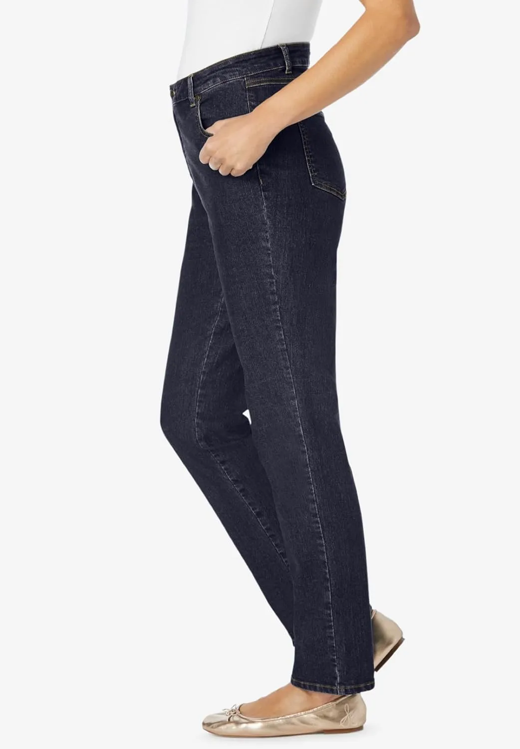 Woman Within Women's Plus Size Straight-Leg Stretch Denim Jean