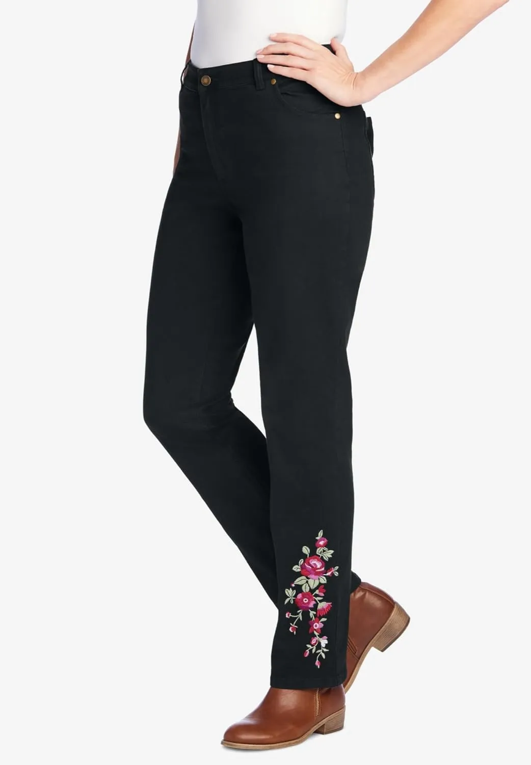 Woman Within Women's Plus Size Straight-Leg Stretch Denim Jean