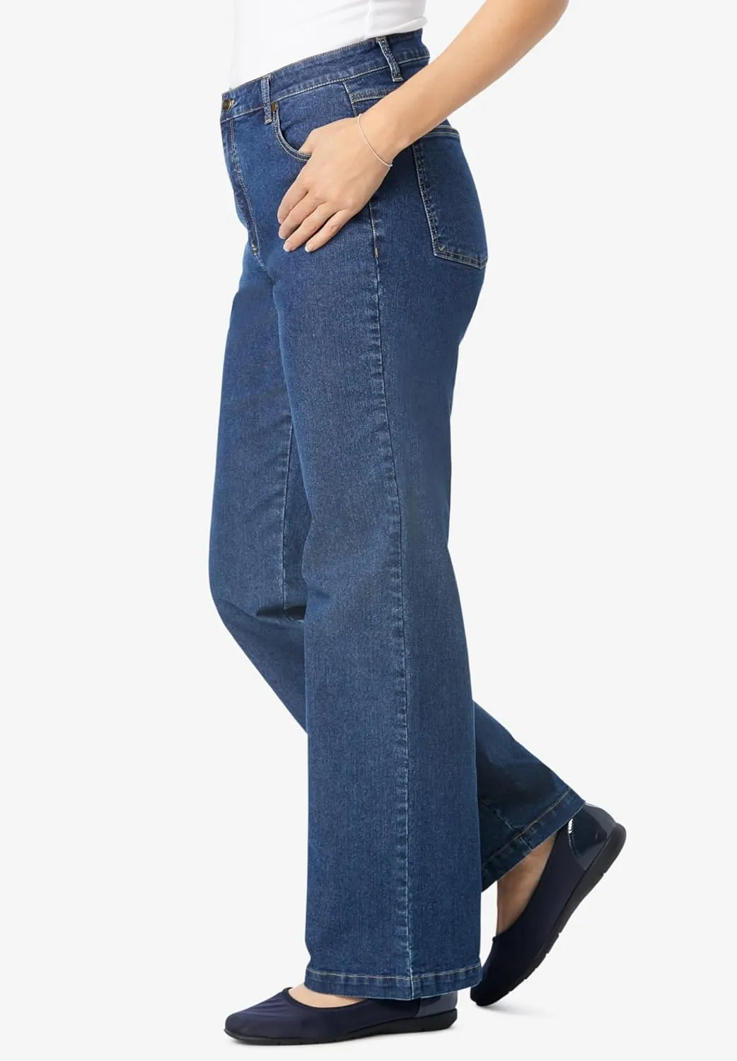Woman Within Women's Plus Size Wide-Leg Stretch Denim Jean