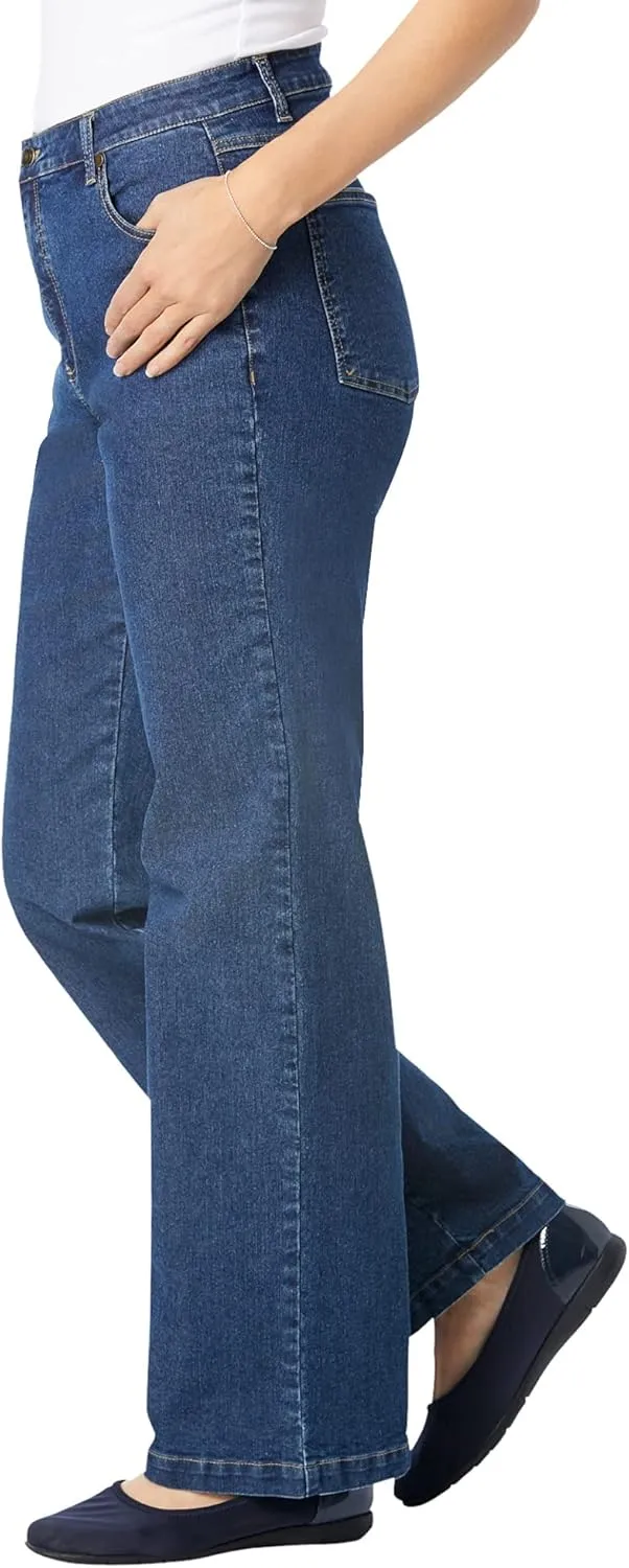 Woman Within Women's Plus Size Wide-Leg Stretch Denim Jean