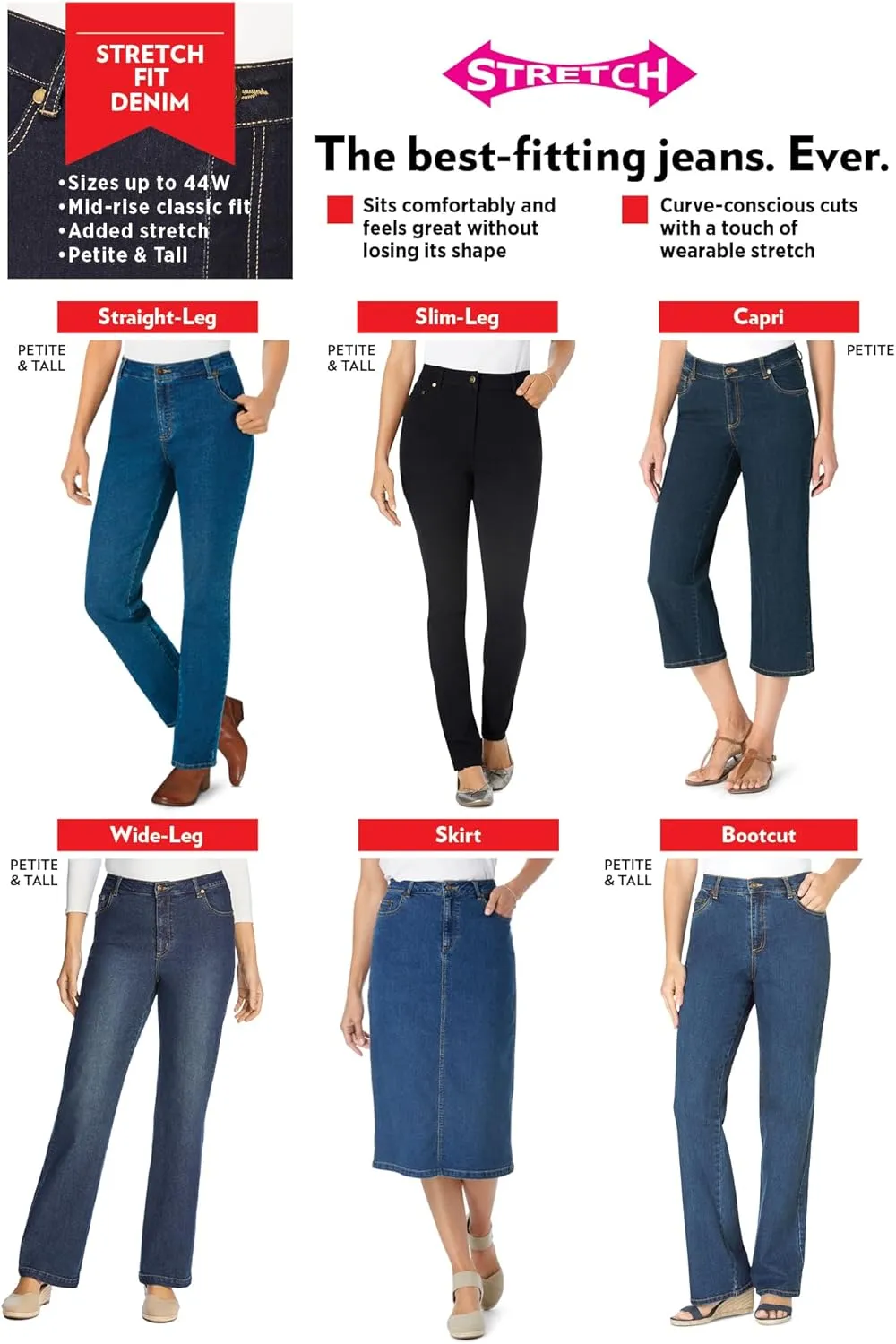 Woman Within Women's Plus Size Wide-Leg Stretch Denim Jean