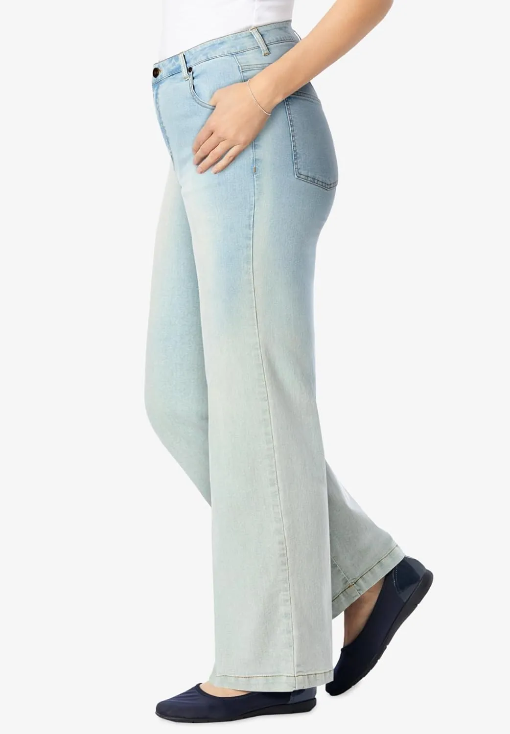 Woman Within Women's Plus Size Wide-Leg Stretch Denim Jean