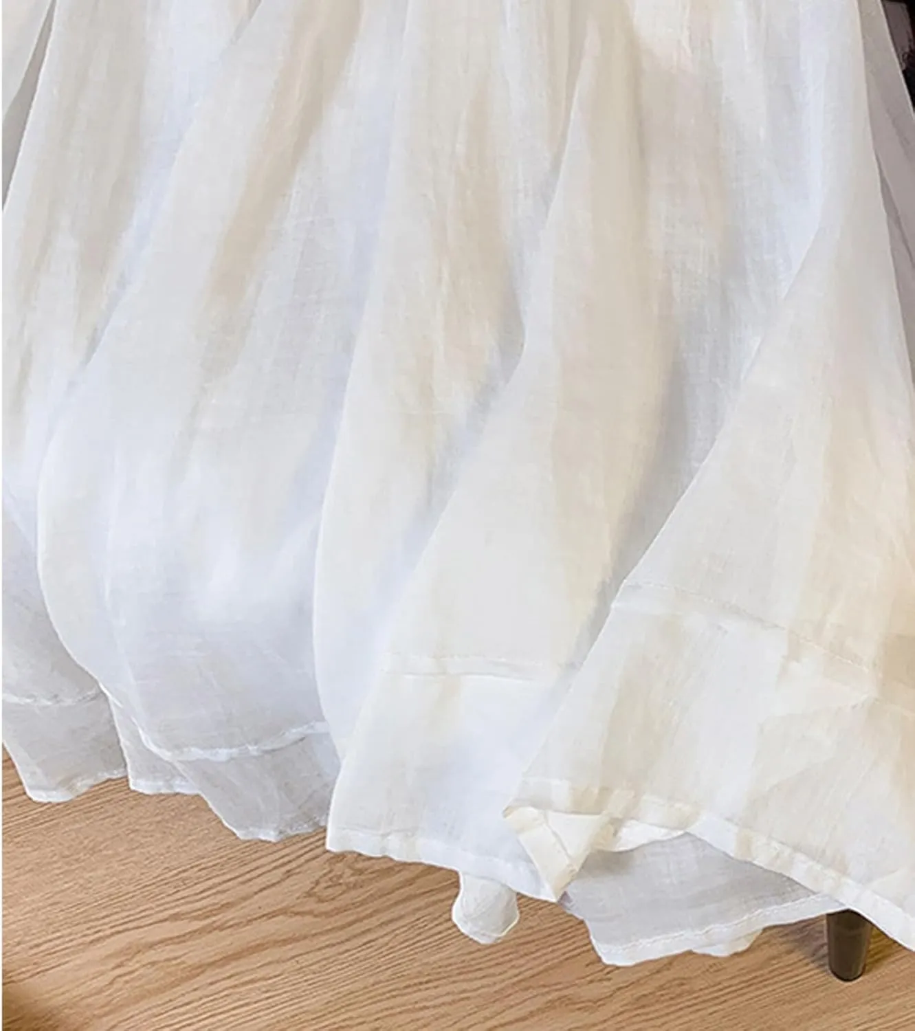 Women Bohemian Beach Linen Dress Elastic High Waist Long Maxi Skirt Lightweight Flowy Pleated Ankle Skirts