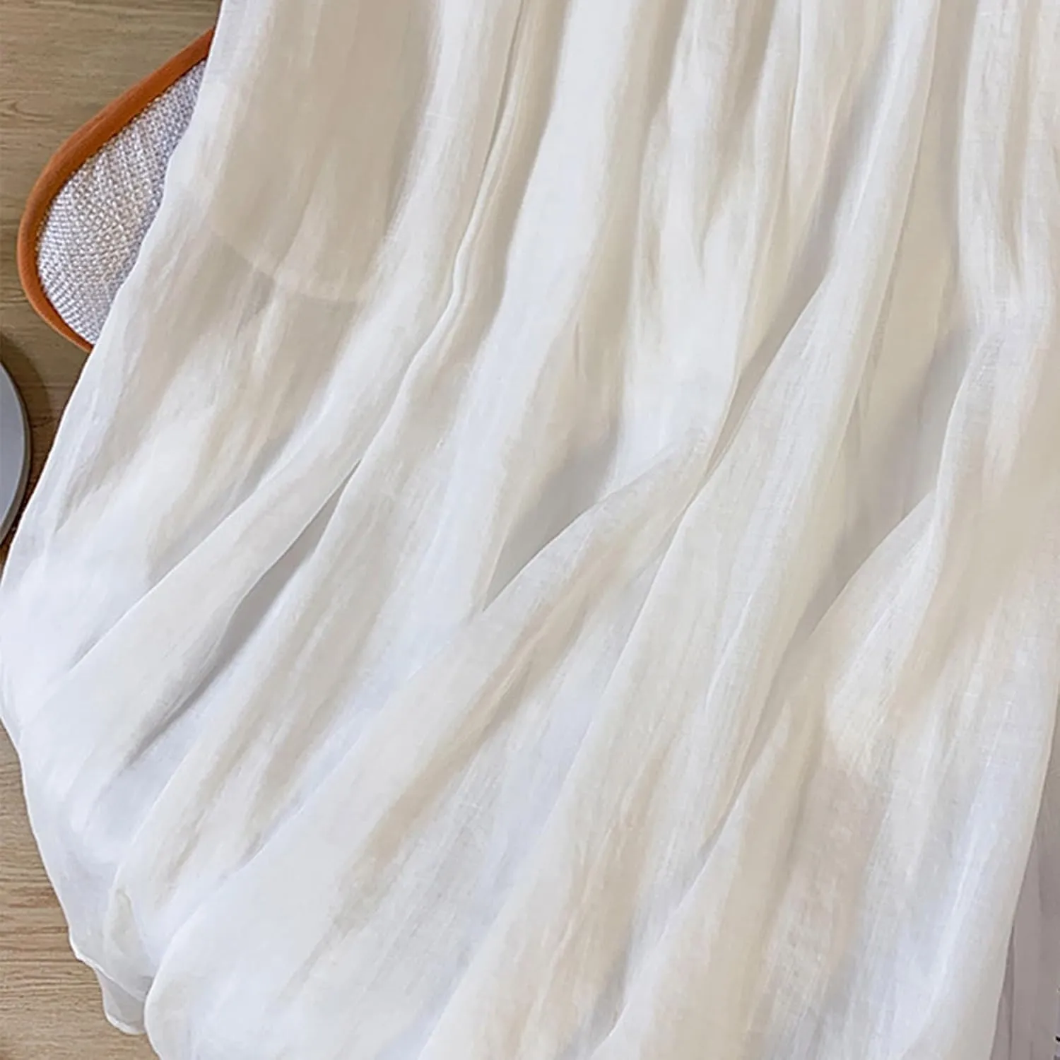 Women Bohemian Beach Linen Dress Elastic High Waist Long Maxi Skirt Lightweight Flowy Pleated Ankle Skirts