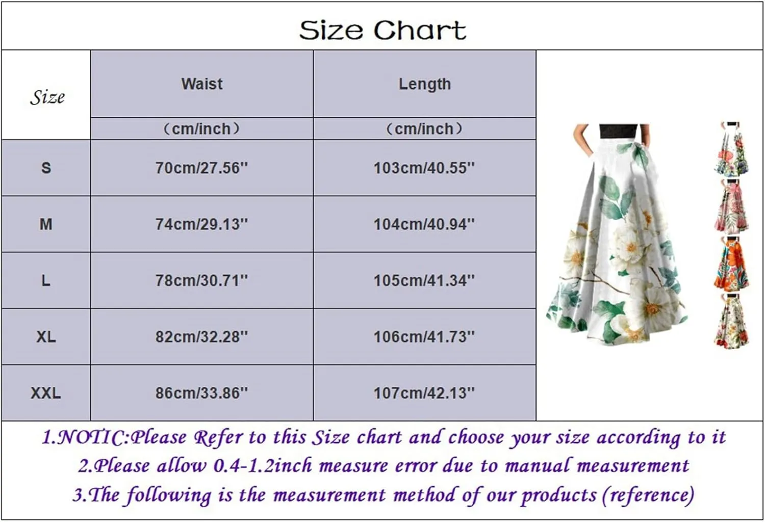 Women Casual Boho Floral Maxi Skirt Elastic High Waist Tiered Pleated Flowy Long Summer Beach Skirt