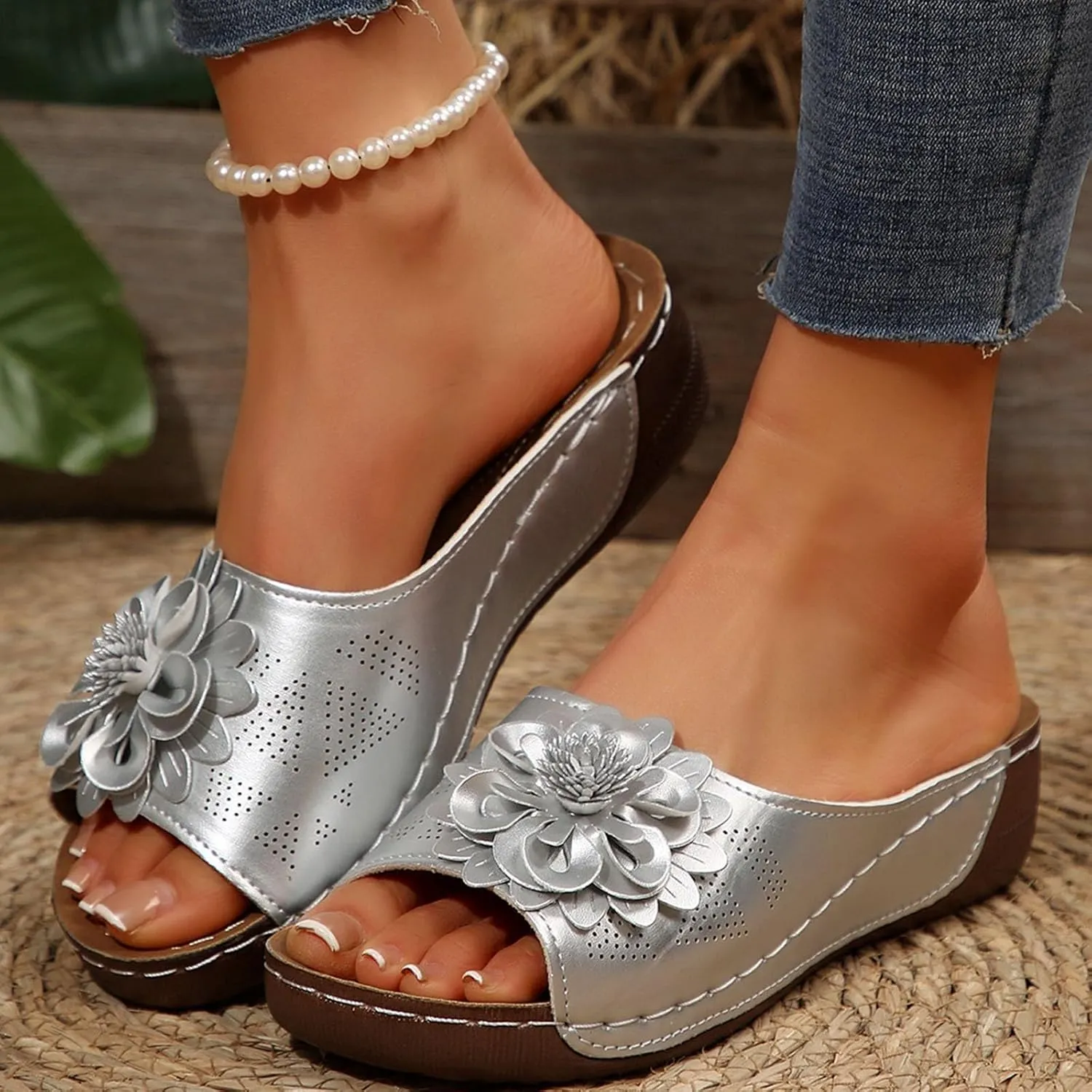 Women Comfortable Sandals Orthotic Walking Orthopedic Arch Support Sandals Open Toe Outer Wear Slippers Beach Sandals