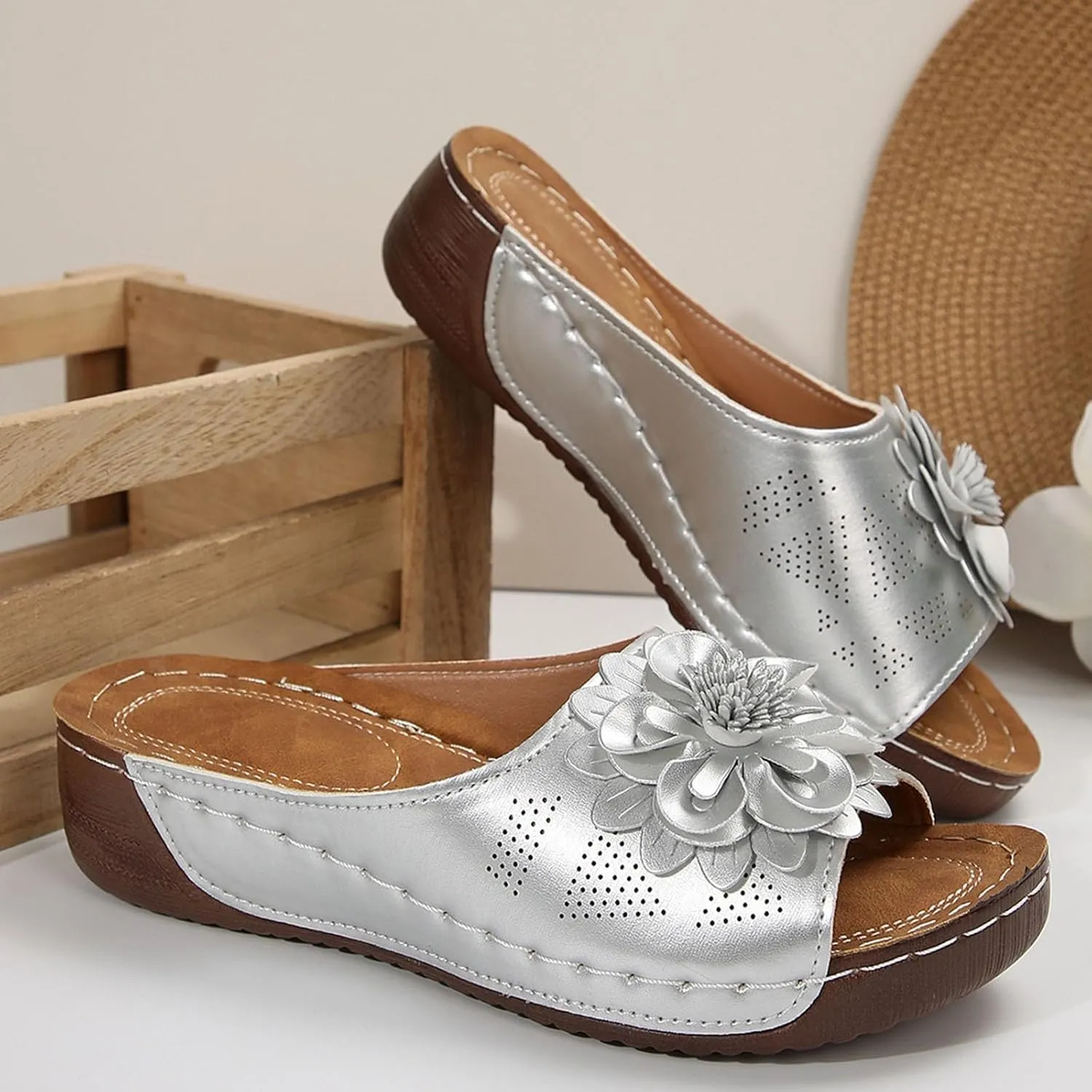 Women Comfortable Sandals Orthotic Walking Orthopedic Arch Support Sandals Open Toe Outer Wear Slippers Beach Sandals