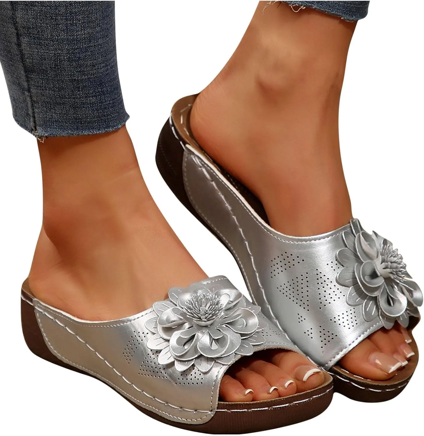 Women Comfortable Sandals Orthotic Walking Orthopedic Arch Support Sandals Open Toe Outer Wear Slippers Beach Sandals