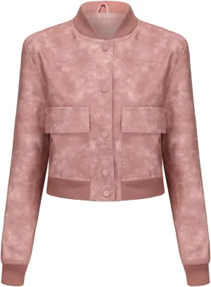 Women Faux Leather Blazer Jackets for Spring and Fall Fashion, Vegan Leather Button Down Coats, Motorcycle Jackets