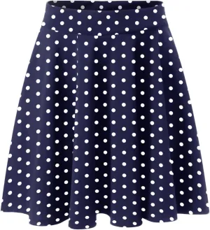Women Going Out Skirts Womens A Line Midi Skirt Flared High Waist Skirts Polka Dot Pleated Ruffle Hem Vintage